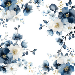 Fototapeta na wymiar Seamless pattern with blue and white flowers illustration