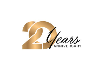 20 years anniversary gold poster.  20 years anniversary gold vector card.  20 year anniversary vector design.