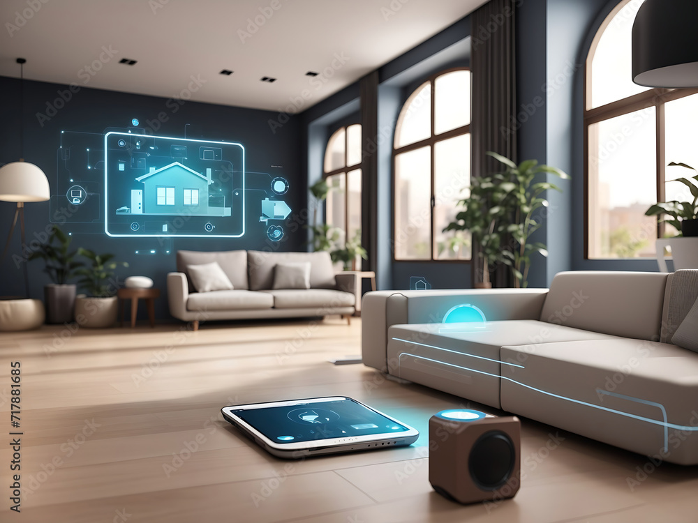 Poster smart home interface design with augmented reality of iot object interior design,
