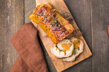 Homemade Porchetta, Italian roast pork roll