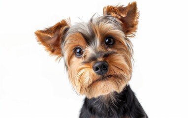 Yorkshire Terrier isolated on white transparent background