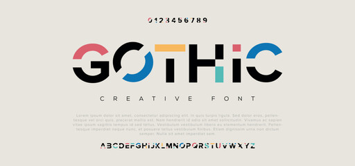 Gothic Vector of stylized modern font and alphabet - obrazy, fototapety, plakaty