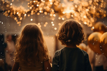 Happy children celebrate holiday decorated celebration atmosphere Generative AI picture