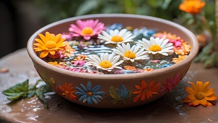 Obraz na płótnie Canvas flowers in a bowl of water