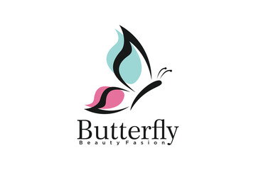 Fototapeta premium butterfly beauty logo design unique concept premium vector