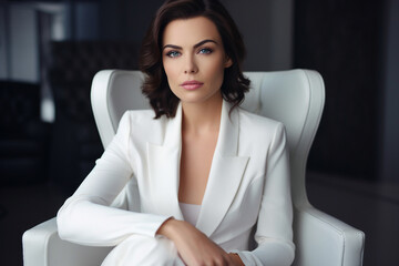 AI generated photography of elegant successful beautiful woman professional office boss