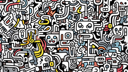 Funny doodle seamless pattern, artistic background