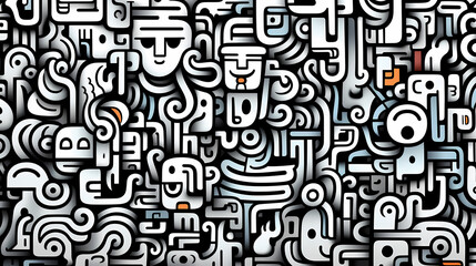 Funny doodle seamless pattern, artistic background
