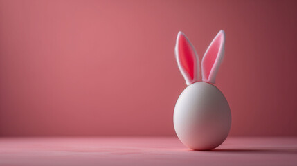 Fototapeta premium An Easter-themed photo showcasing a colorful egg adorned with cute bunny ears, radiating joy and playful holiday spirit.