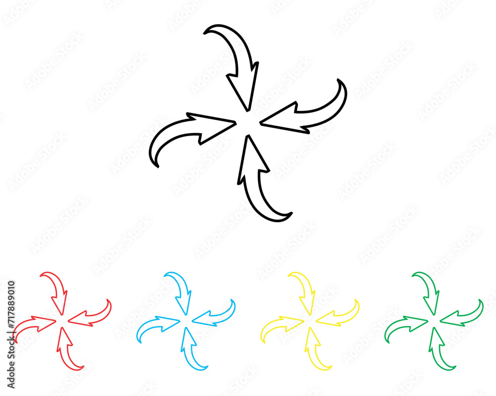 Poster inward arrow icon vector. four arrows icon sign symbol in trendy flat style. set elements in colored