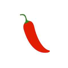 Red chili pepper icon. Flat vector illustration isolated on white background.