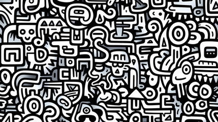 Funny doodle seamless pattern, artistic background