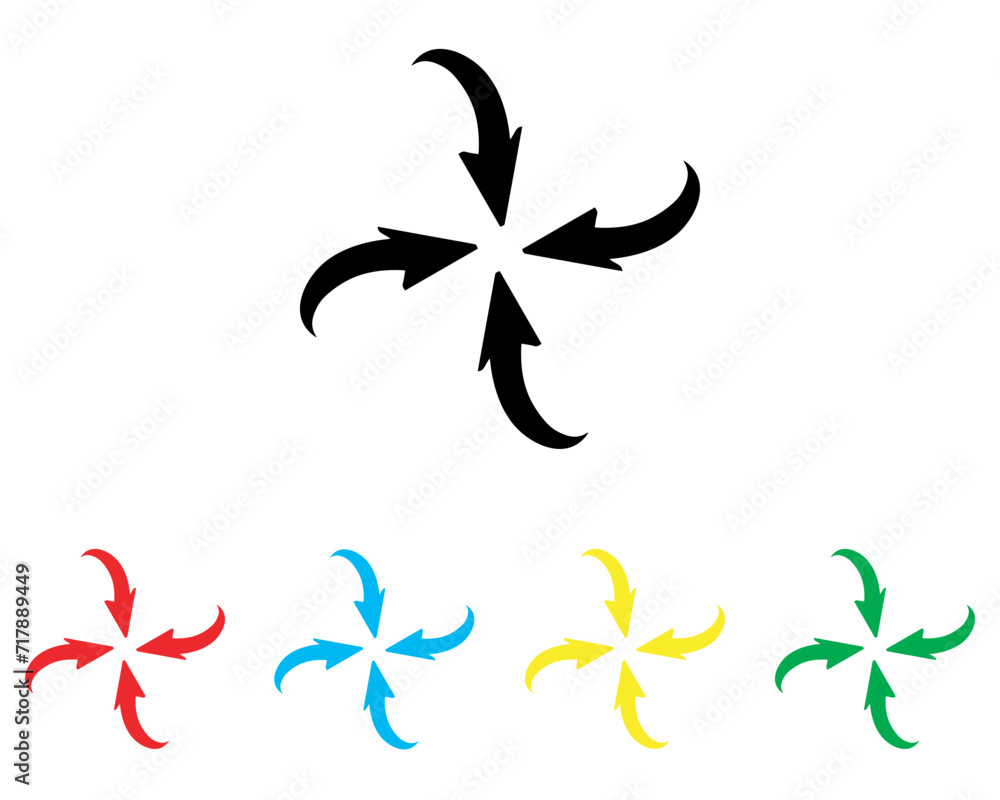 Poster inward arrow icon vector. four arrows icon sign symbol in trendy flat style. set elements in colored