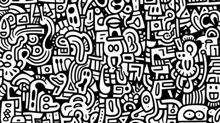 Funny doodle seamless pattern, artistic background
