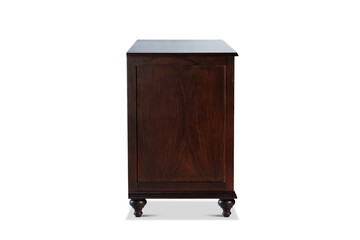 Old English antique oak dresser sideboard base with brass handles isolated with clip path