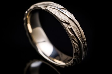 Gift ring for valentine's day or wedding anniversary, marriage proposal, white metal silver or gold ring macro photography with selective focus