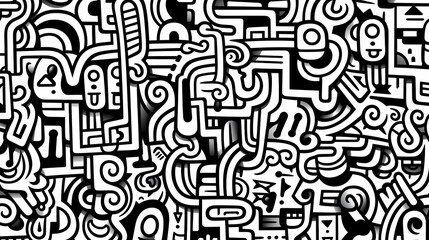 Funny doodle seamless pattern, artistic background