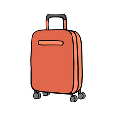 Travel suitcase in doodle style clip art Hand luggage vector