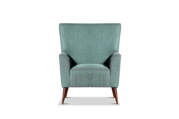 Naklejka premium Aqua color armchair. Modern designer chair on white background. 
