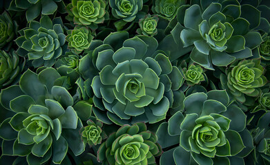 Green succulents arranged in an intricate pattern.