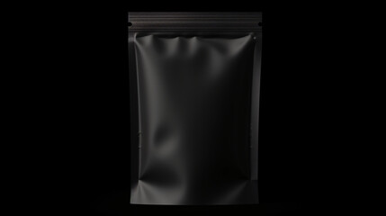 Black paper bag for food packaging zip lock isolated on white background