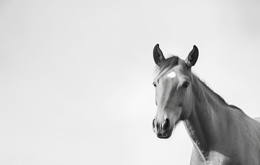 portrait of a horse on a white background created with Generative AI technology
