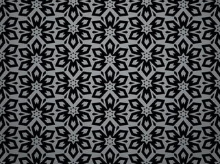 Fototapeta premium Flower geometric pattern. Seamless vector background. Gray and black ornament