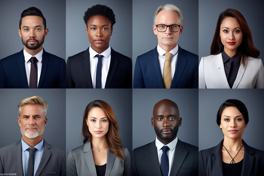 Collage Featuring Portraits Of Business Professionals, Showcasing A Diverse Mix Of Ethnicities And Ages, All Exuding Focus And Determination.