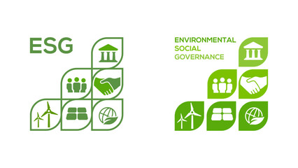 ESG Environmental, Social, and Governance vector illustration. Green business, sustainability performance.