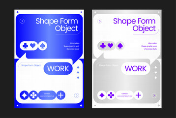 vector poster design concept message chat bubble shapes blue purple set design work template advertising flyer magazine cover graphic design typo layout chat box dot background trendy style