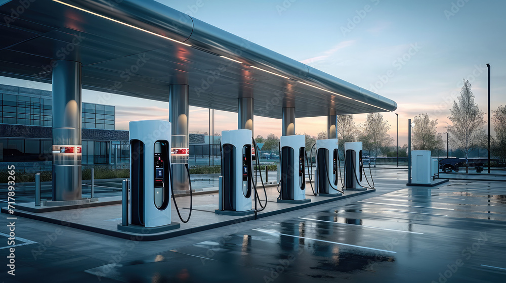 Sticker the concept of a filling station for electric vehicles. generative ai.