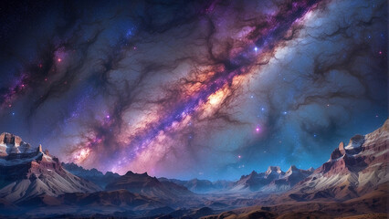 Milky way exposed with its vibrant colors and intricate patterns - obrazy, fototapety, plakaty