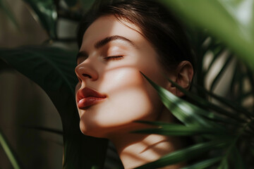 luxury woman model portrait natural background minimalistic 