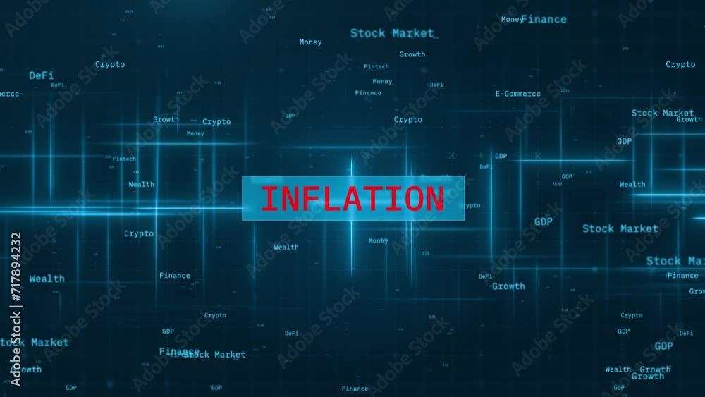 Poster inflation text reveal over dynamic moving lines on futuristic background