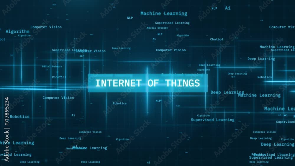 Aufkleber internet of things text animation over moving lines on futuristic technology background
