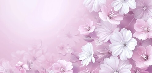 Valentine's day A delicate arrangement of pink and white spring flowers borders the left edge of a soft pink background, providing a fresh and serene space for messages. Ai generate