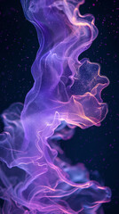 Fototapeta premium Fluorescent purple glow jellyfish swims gracefully underwater 