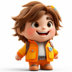 A cartoon hero Dumpling in the style of rock star with mullet hair cut.