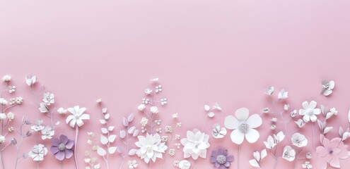 Valentine's day Soft pink roses and hearts delicately scattered on a pastel pink background create an elegant and romantic atmosphere with ample space for adding text. Ai generate