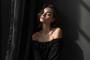 Fototapeta premium luxury woman model portrait natural background minimalistic