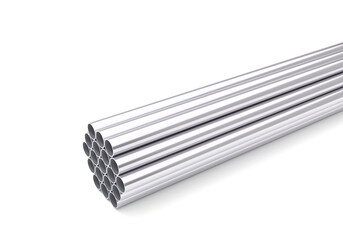 Steel pipes. metal steel product. Steel galvanized and stainless. 3D rendering.