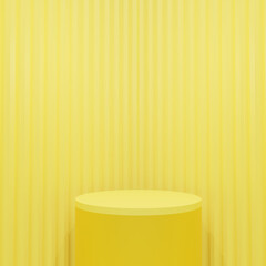 Yellow stand podium. Geometric for mockup product display. 3D rendering.