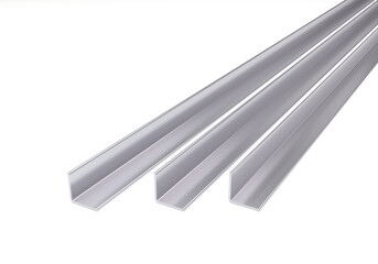Angle steel. metal steel product. Steel galvanized and stainless. 3D rendering.