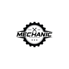 mechanic logo design vector white background