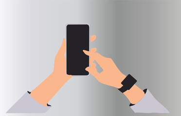 Man Hand holding mobile phone isolated vector