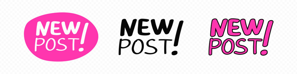 Fototapeta premium New post social media handwritten typography sticker