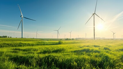Renewable Energy Landscape: Wind Turbines at Sunrise