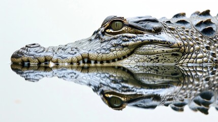 Close-Up of a Crocodile Reflecting with Open Jaws