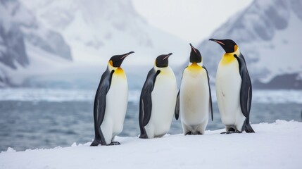 Majestic Trio of Emperor Penguins in Antarctic Wilderness