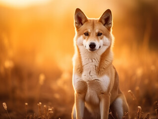 Majestic Dingo at Sunset in Savannah